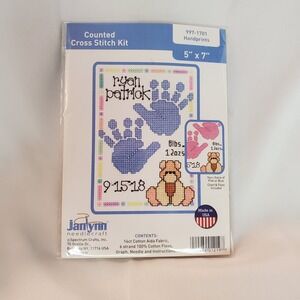 Counted Cross Stitch Blue‎ Handprint Baby Needlecraft Janlynn 997-1701